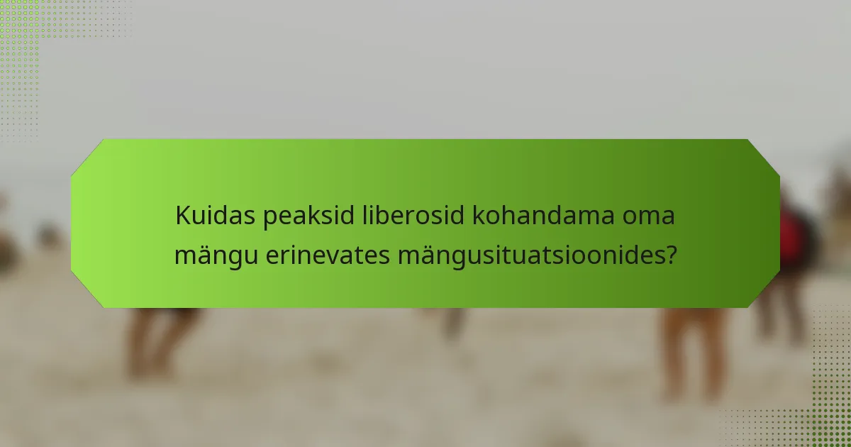 Kuidas peaksid liberosid kohandama oma mängu erinevates mängusituatsioonides?